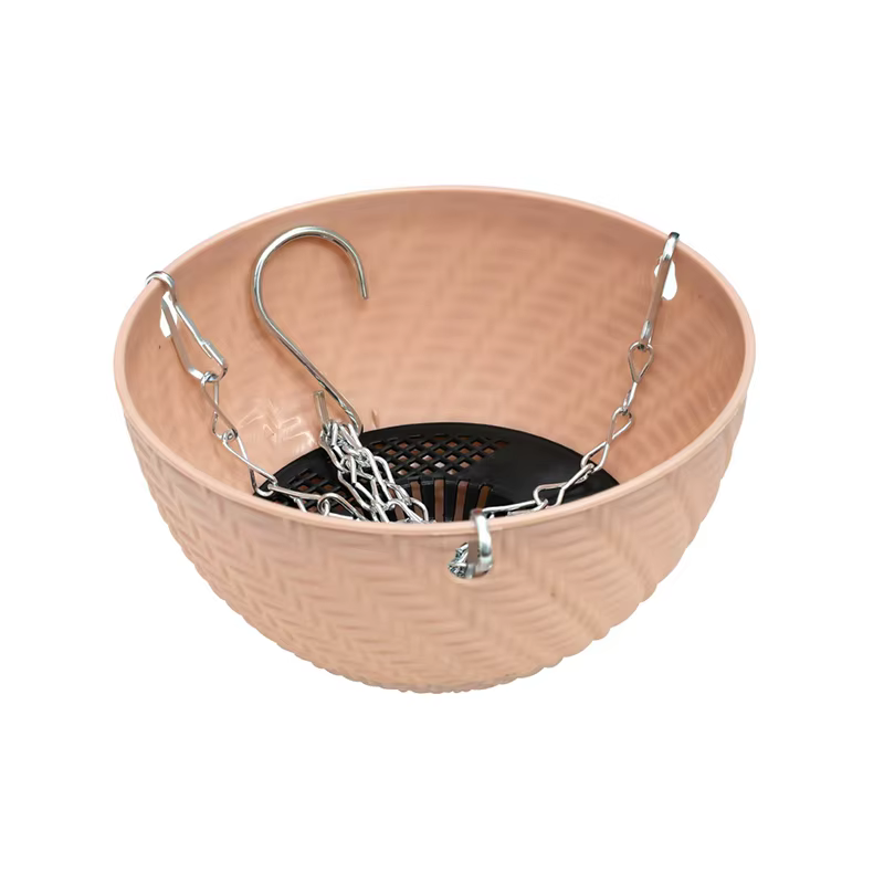 Jardinière suspendue tissée avec crochet en métal et plateau de drainage – Panier décoratif suspendu