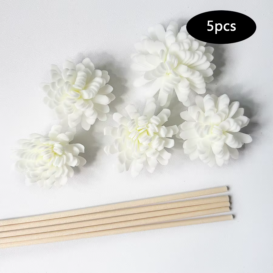 5/20/50pcs bâton de diffusion d'arôme et combinaison de fleurs en mousse blanche, bâton de diffusion