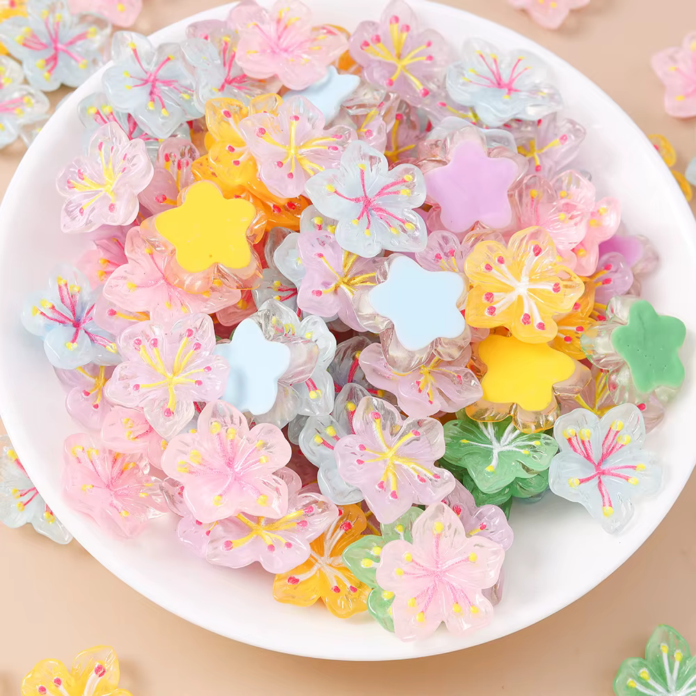 Leslie 15 pièces mignon nouvelle résine fleur Mini fleur dos plat Cabochon Scrapbook Kawaii bricolag