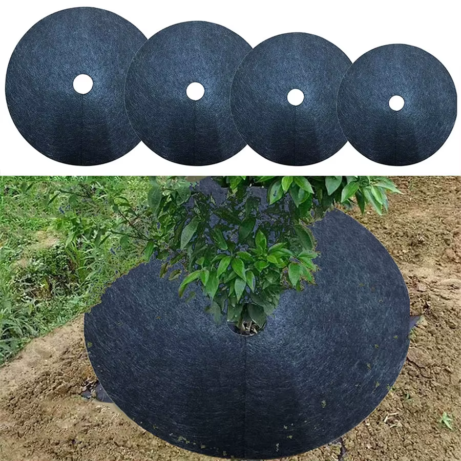 Couverture de plantes de jardin pour désherbage, pot de gril, anneau de paillis, non tissés, 15cm, 2