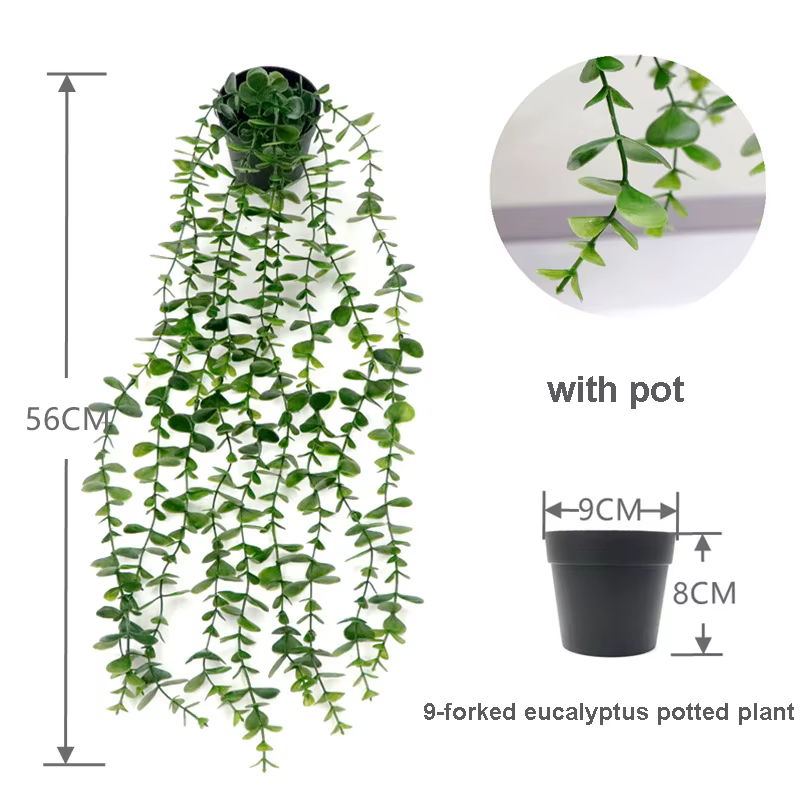 Plantes suspendues artificielles, fausses plantes en pot, verdure artificielle, eucalyptus, vigne ma