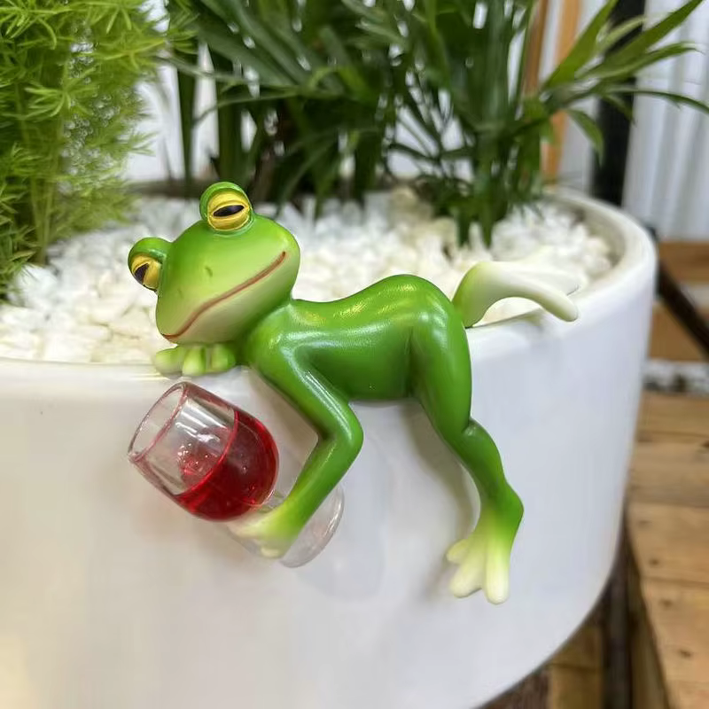 Jardinière de grenouille contemporaine en résine, créative faite à la main, pour l'extérieur, le bal
