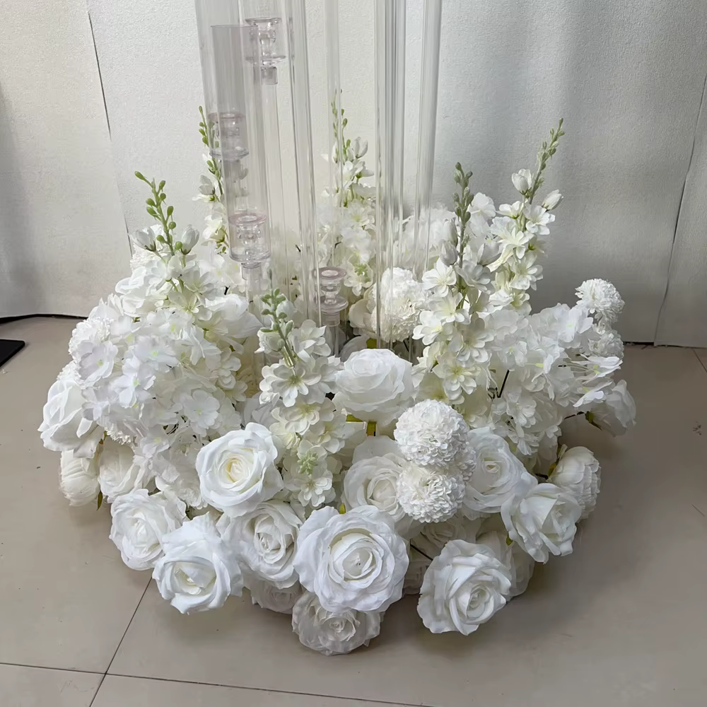 Couronne de roses artificielles en jacinthe blanche, rangée de fleurs, centre de Table de mariage, d