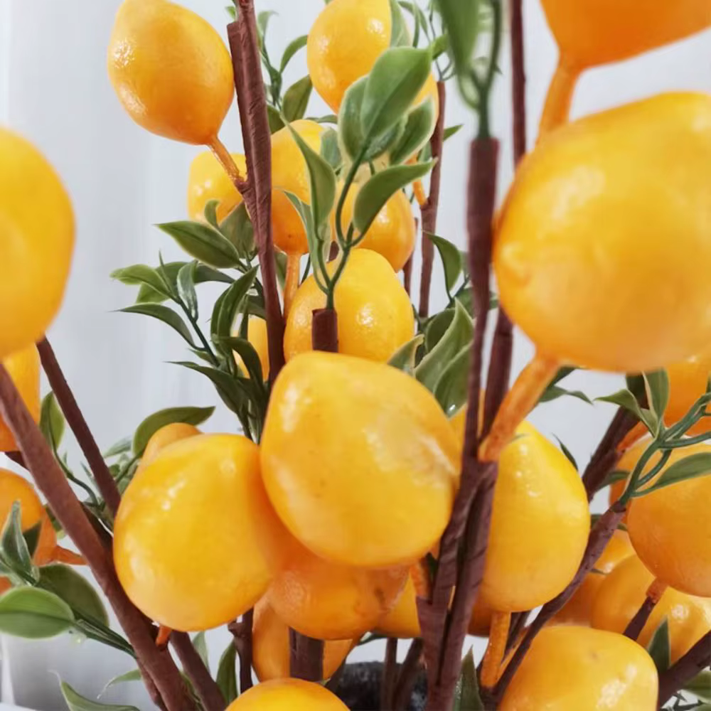 Branche de citron artificielle en plastique, plantes vertes DIY, simulation d'arbre à citron, style 