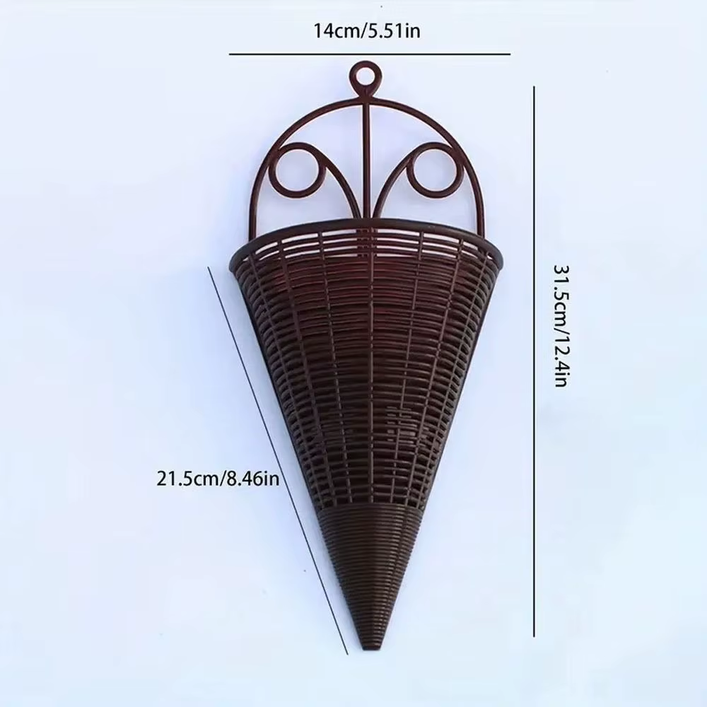 Panier de fleurs suspendu en plastique, décoration de la maison, Art Durable, tenture murale en roti