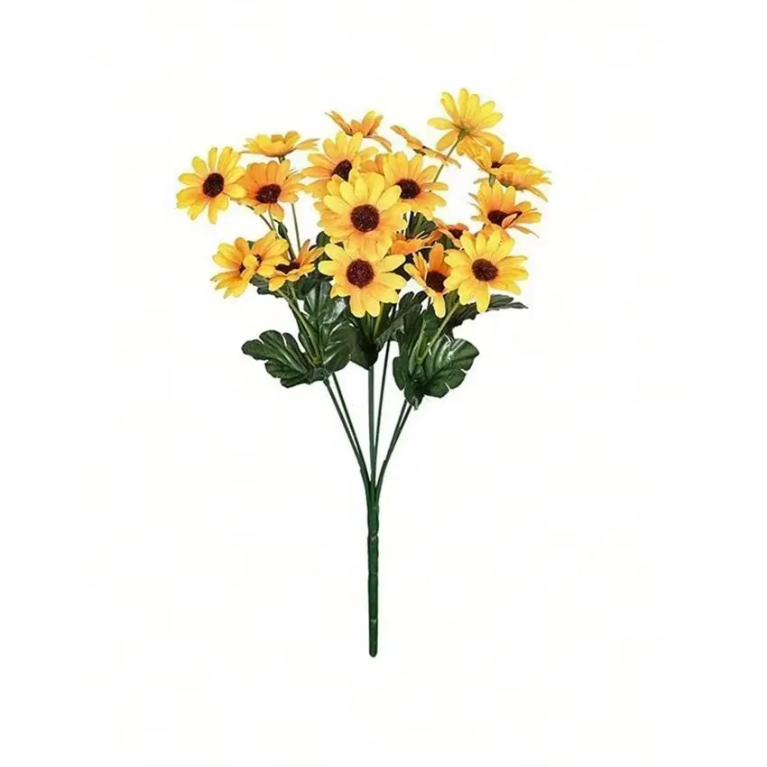 Fleurs artificielles en soie, petites marguerites, bouquet de mariée, couronne de mariage de haute q