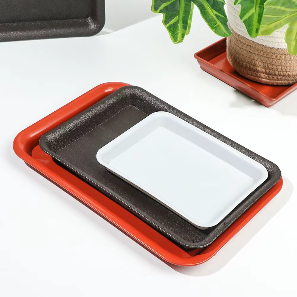 Pot de fleur en plastique pour l'intérieur et l'extérieur, plateaux d'égouttement, plante rectangula