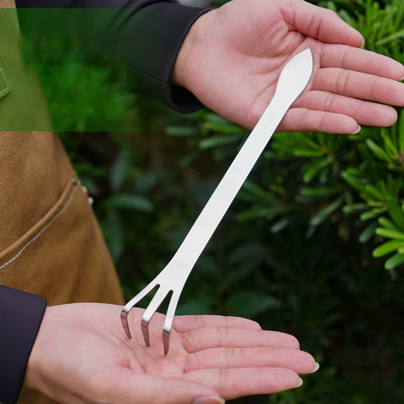 Nouveau râteau à racines en acier inoxydable bonsaï plantes en pot outil desserrer le sol à 3 broche