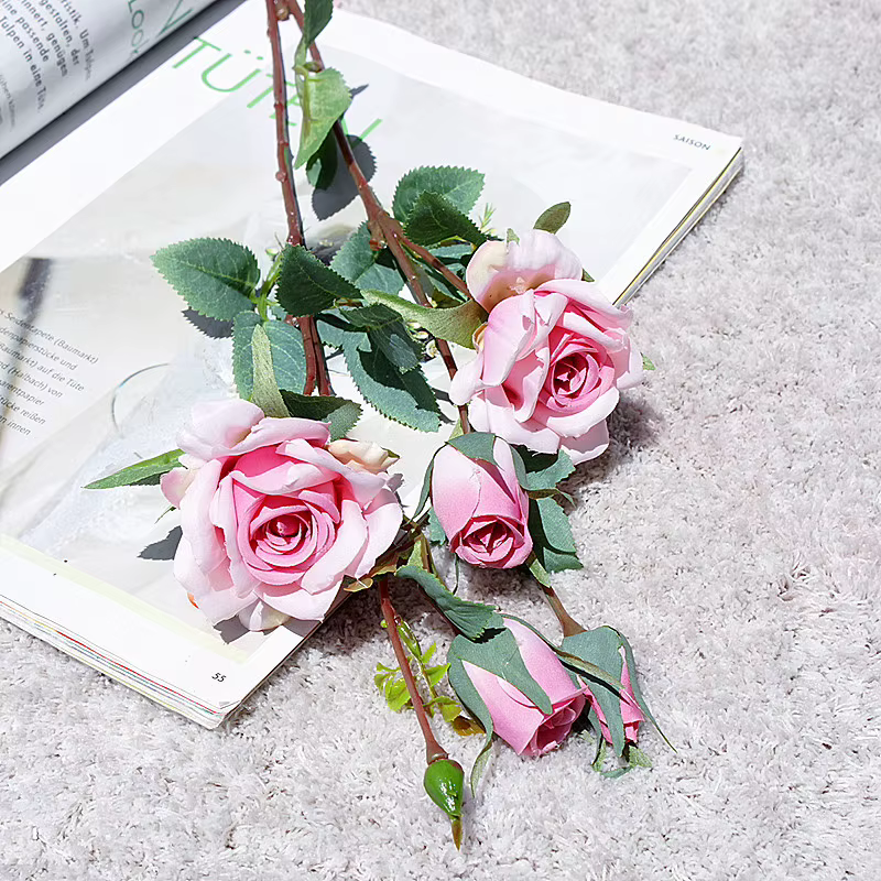 Belle rose artificielle en soie, fausse fleur délicate pour la maison, décor de mariage, fleur de fi