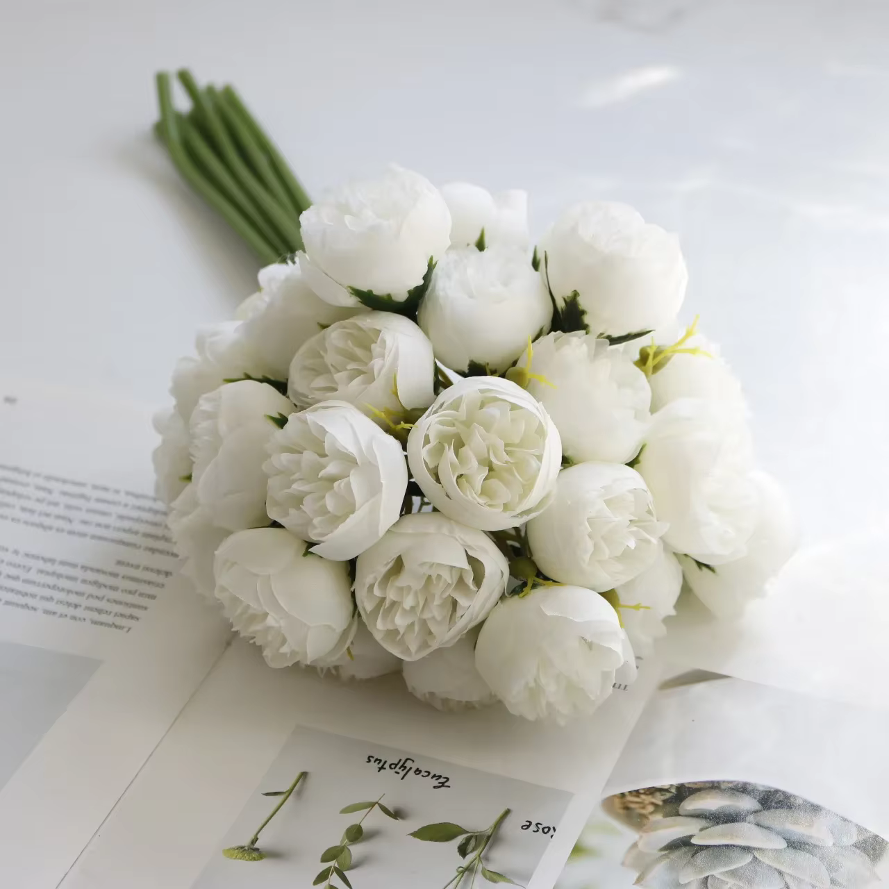 27 têtes Rose pivoine fleurs artificielles Bouquet de soie Roses fausse fleur pour Vase de Table org