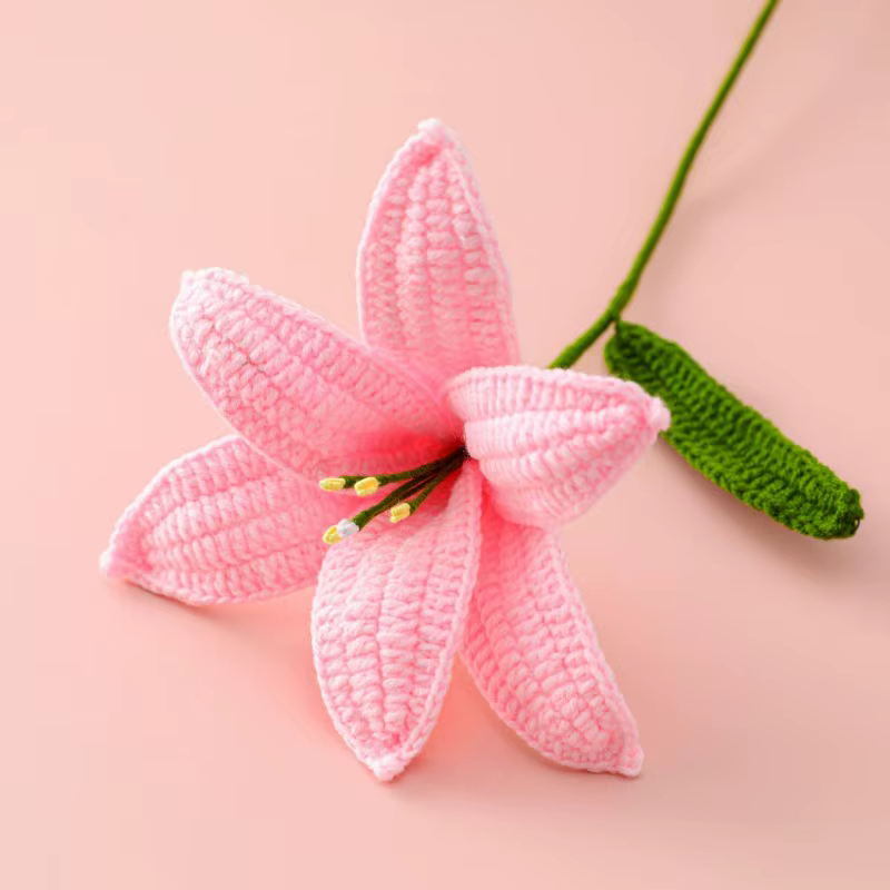Romanti Crochet Lily Bouquet de fleurs artificielles créatif tissé à la main bureau mariage maison r