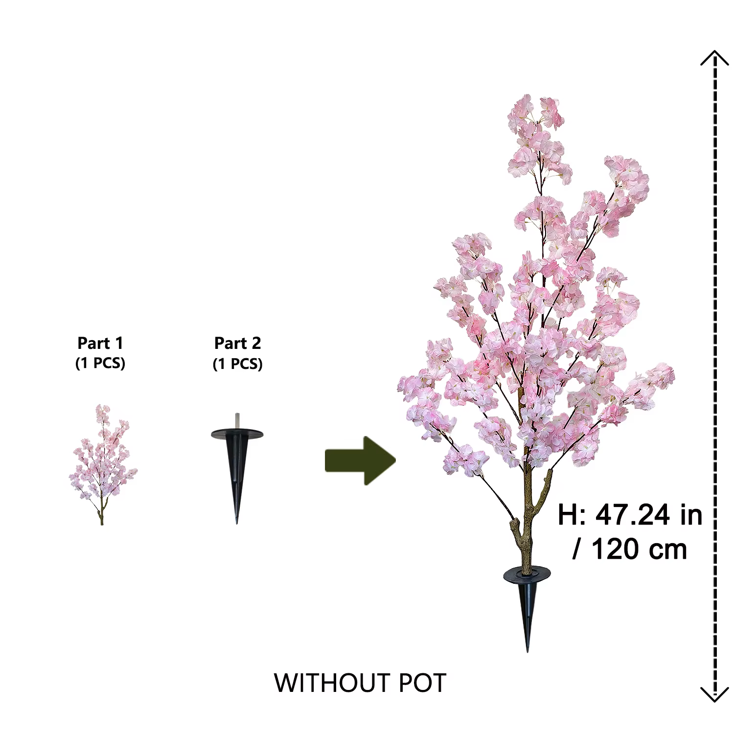 Arbre à fleurs de cerisier rose artificiel de 120-180 cm, plante artificielle pour l'intérieur et l'