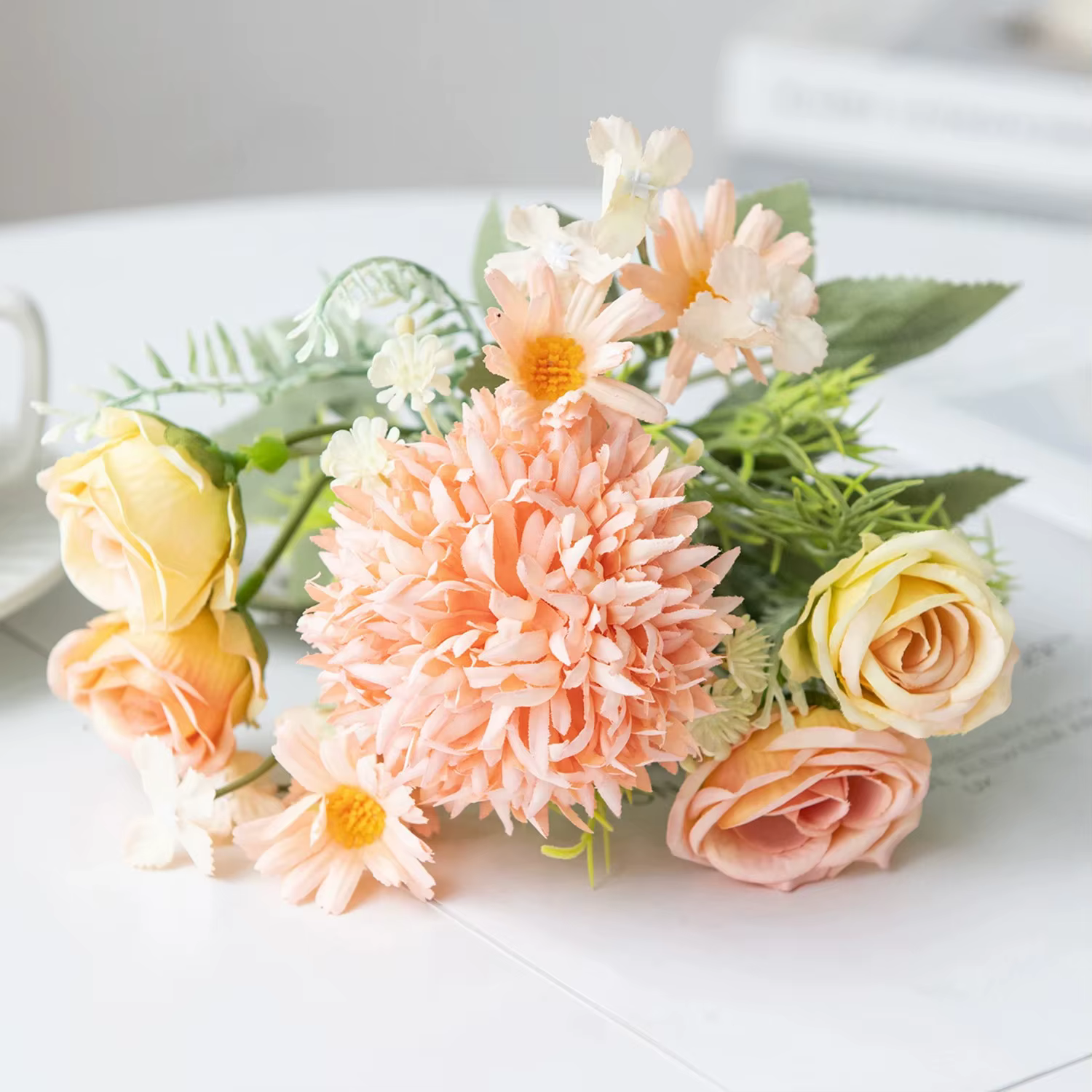 Beaux fleurs artificielles pivoine en soie, pour Vase, Bouquet de mariée, décoration de Table de sal
