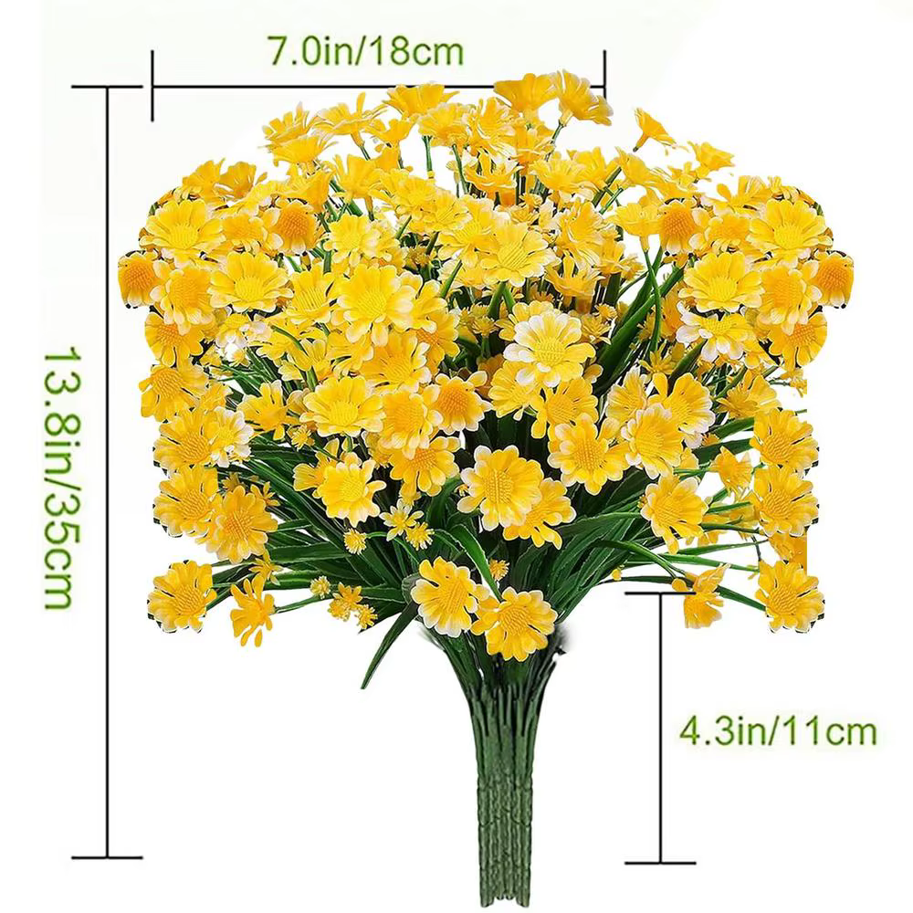 1 paquet de marguerites artificielles résistantes aux UV, 35cm, fausses plantes en plastique, margue