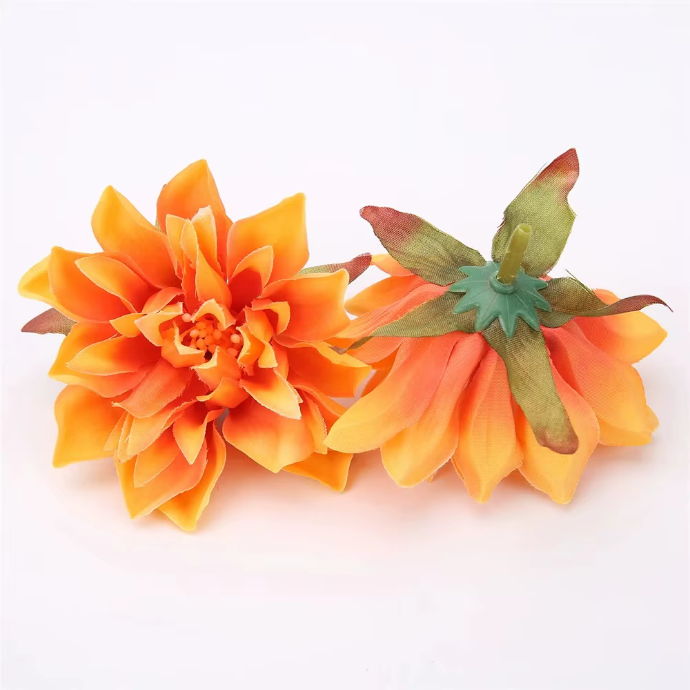 Têtes de fleurs de dahlia artificielles, 7 pièces, pour décoration de la maison, fausses fleurs, cou