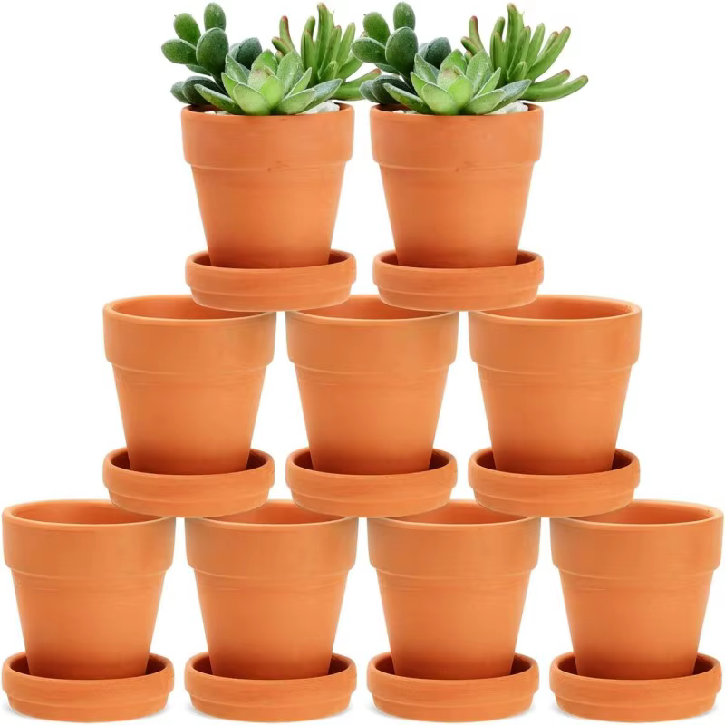 Paquet de 9 petits Pots en terre cuite de 3 pouces avec soucoupes pour plantes succulentes, jardiniè