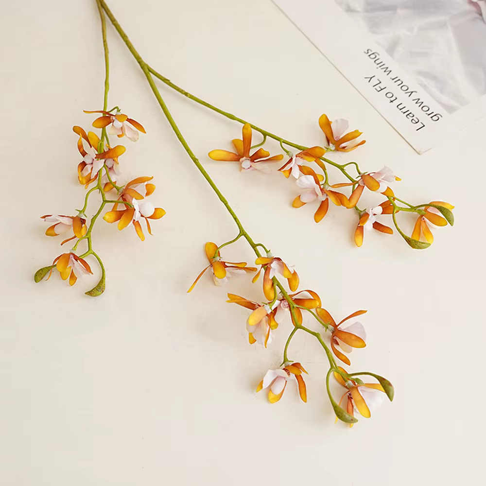 3 Branches d'orchidées artificielles Papilio réalistes au toucher naturel, Cymbidium, Phalaenopsis s