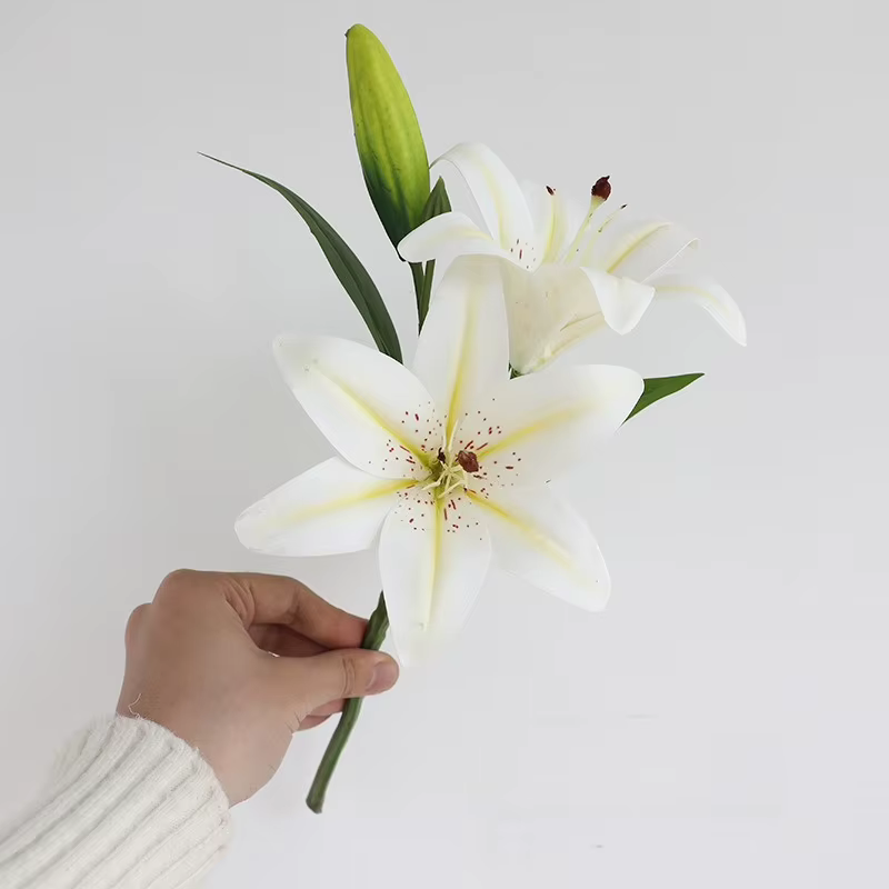 Fleur artificielle de lys de 38 cm pour bouquet de mariage, vitrine de centre commercial, centre de 