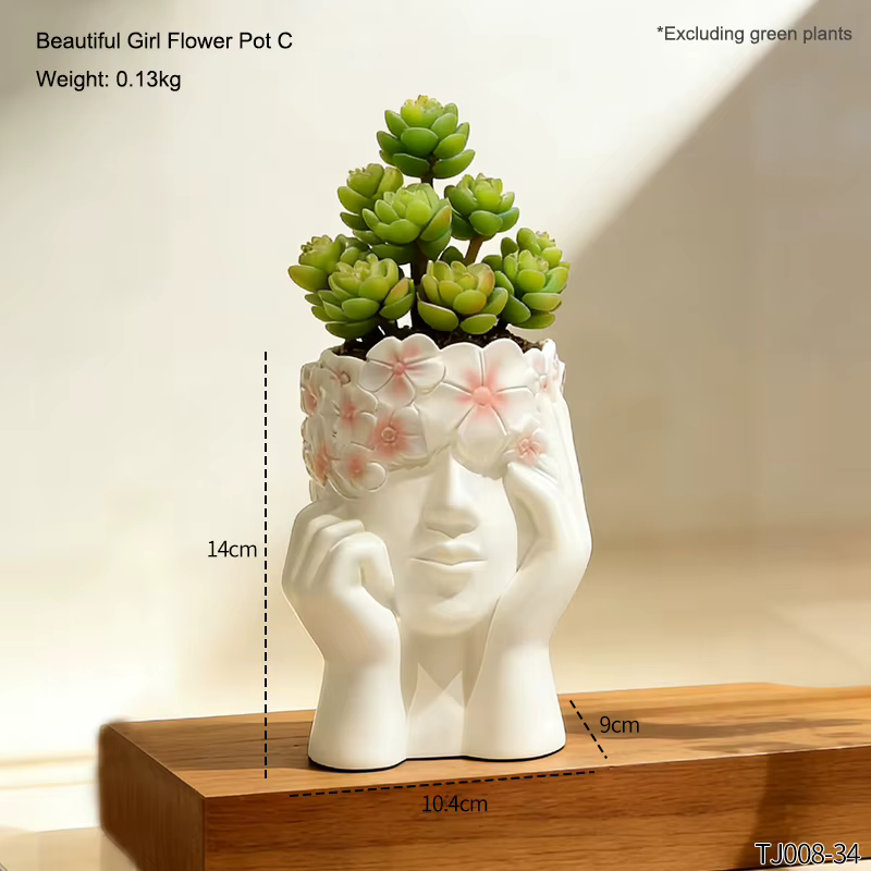 Pot de fleurs en résine en forme de jeune fille, décoration de jardin et de cour, artisanat, cadeau