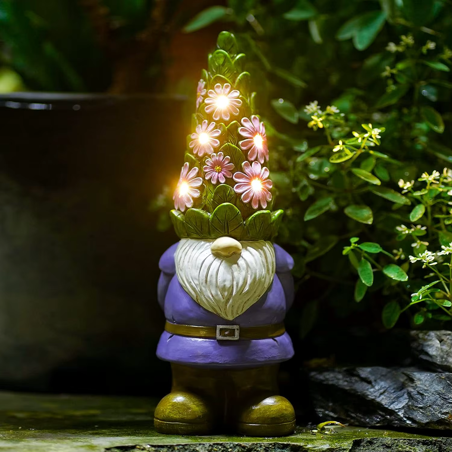 Statues extérieures de jardin solaire ange avec succulente – Figurine de jardin extérieure pour pati