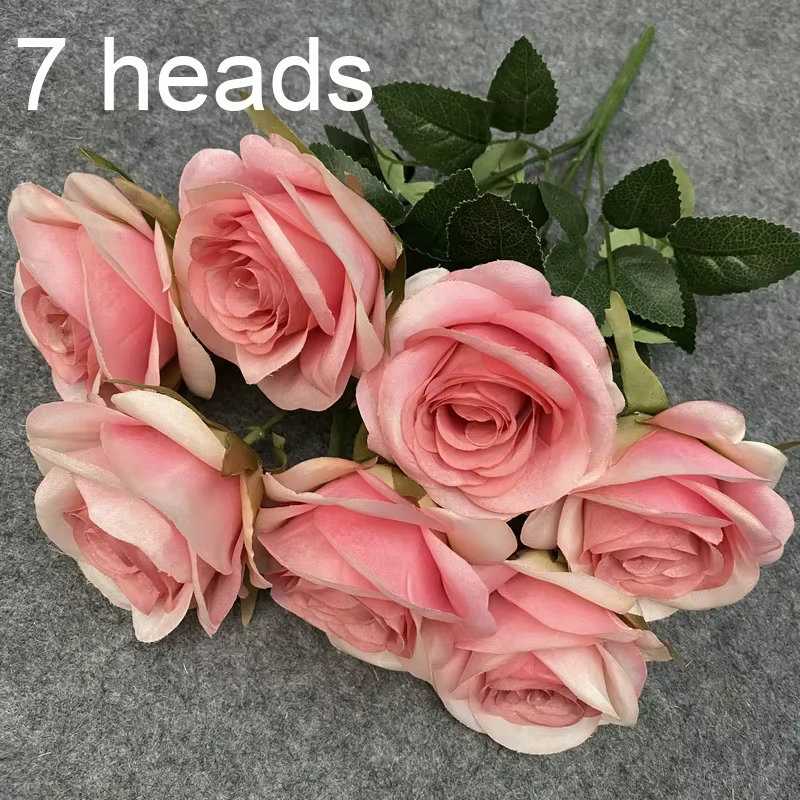 9 têtes camélia Rose fleur artificielle tenant des Bouquets scène de fête de mariage salle d'exposit
