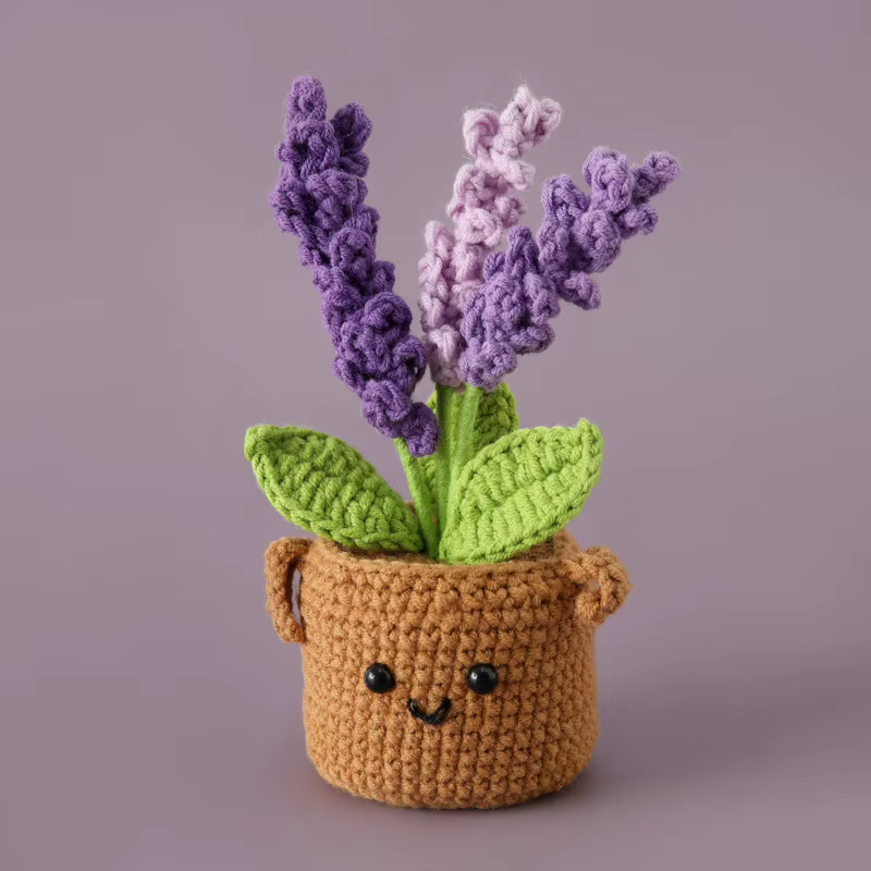 Fleurs au Crochet de blé avec plante tricotée en pot, décoration d'étagère créative, cadeau de remis