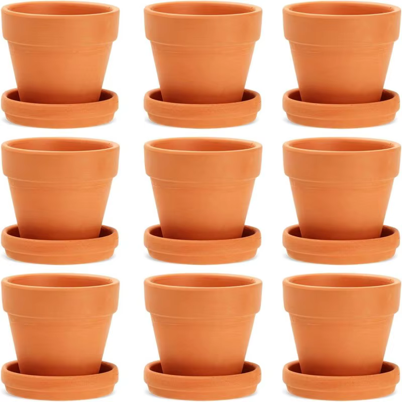Paquet de 9 petits Pots en terre cuite de 3 pouces avec soucoupes pour plantes succulentes, jardiniè