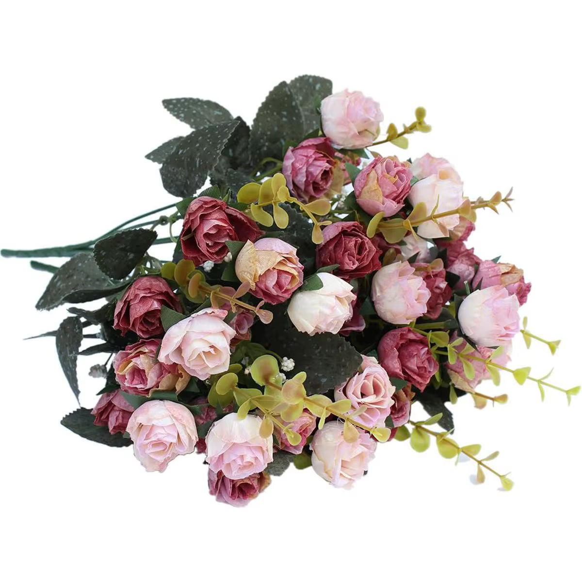 7 fourchettes 21 têtes fleur artificielle soie Rose haute qualité couronne de noël Bouquet de mariag