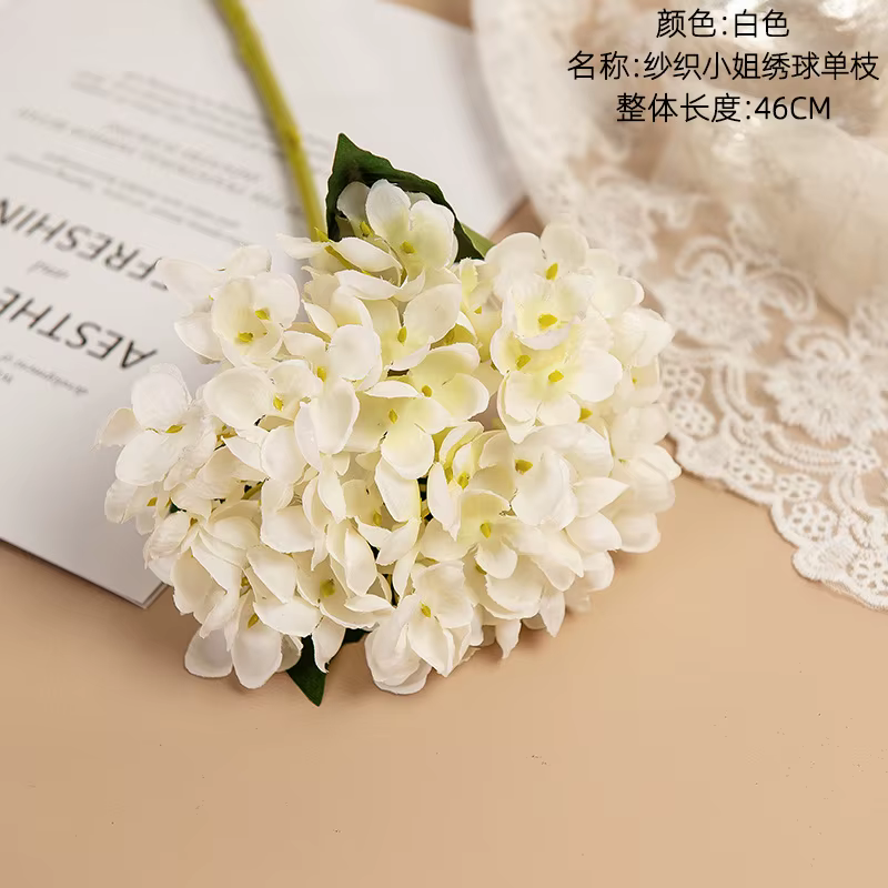 Branche d'hortensia artificielle, fausse fleur en plastique, décoration de salle de fête, maison, ma