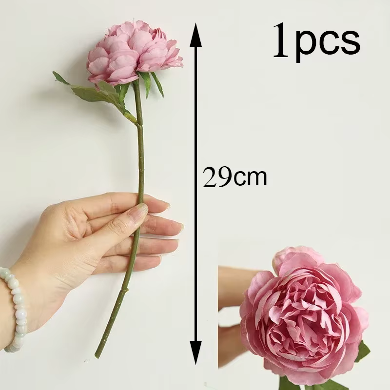 1 Bouquet de pivoines en soie, accessoires de décoration pour la maison, scrapbooking, fausses plant