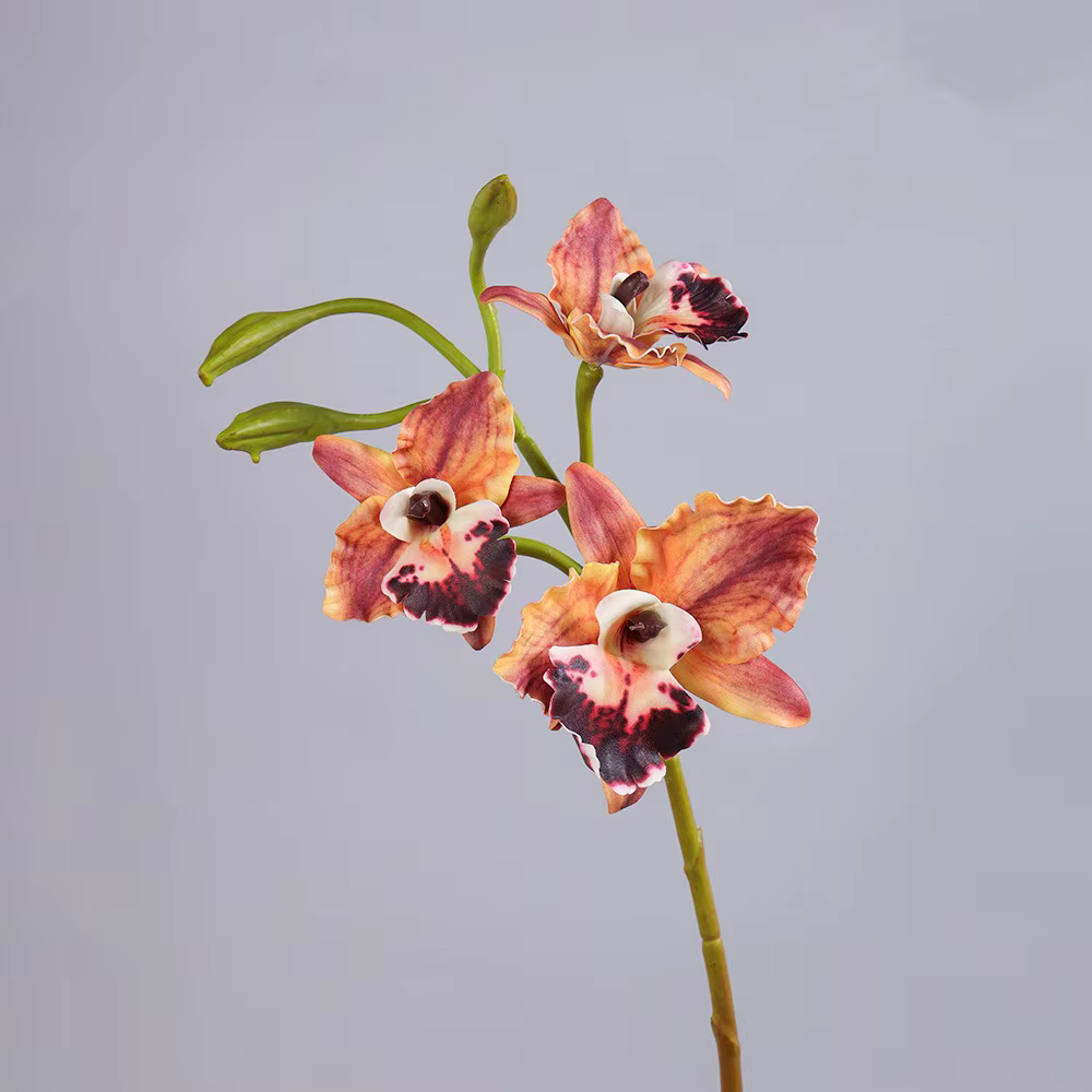 Fleurs d'orchidées artificielles réalistes au toucher naturel, aspect réaliste, branche d'orchidée C