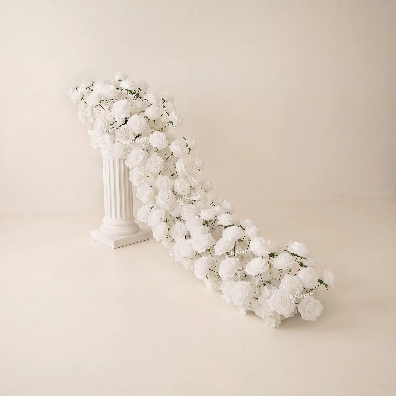 Uflower Rose blanche de luxe de 2 m pour arrangements de mariage, centres de table floraux artificie