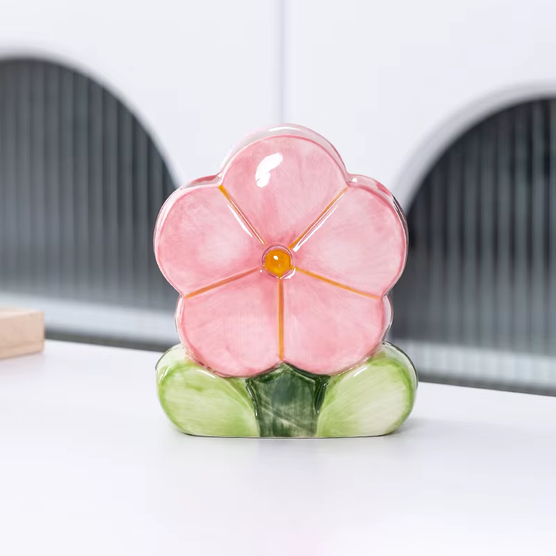 Porte-stylo à fleurs en céramique, décoration de bureau, boîte de rangement de bureau pour fille mig