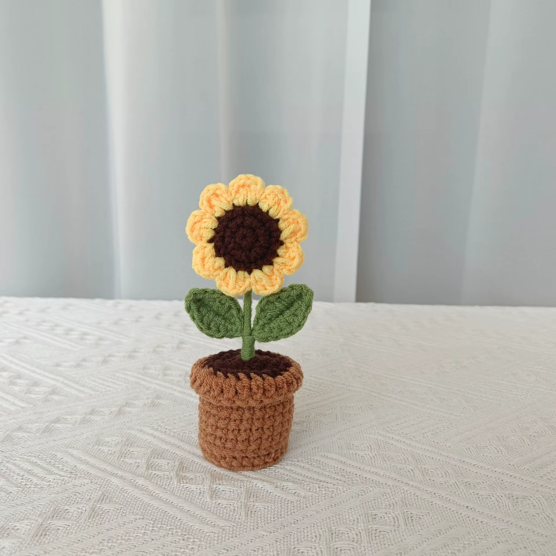 Nouvelles plantes en pot tricotées à la main, roses tissées à la main, tournesol, tulipe, Bouquet de
