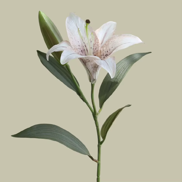Fleurs Artificielles de Lys Blanc, 2 Têtes, Simulation de Branches pour Décoration de Maison, Jardin