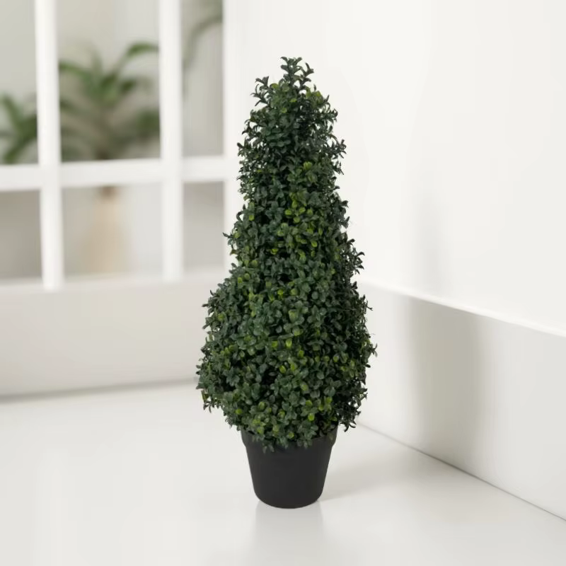 Simulation d'arbre en buis inséré au sol, plante verte en pot, cour de maison, centre commercial, ja