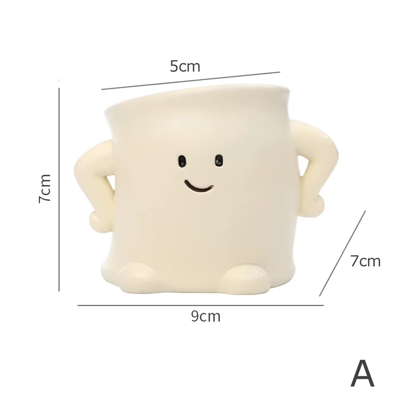Mini Pot de plantes en résine avec visage Smiley, jardinière succulente pour la maison, le bureau, o