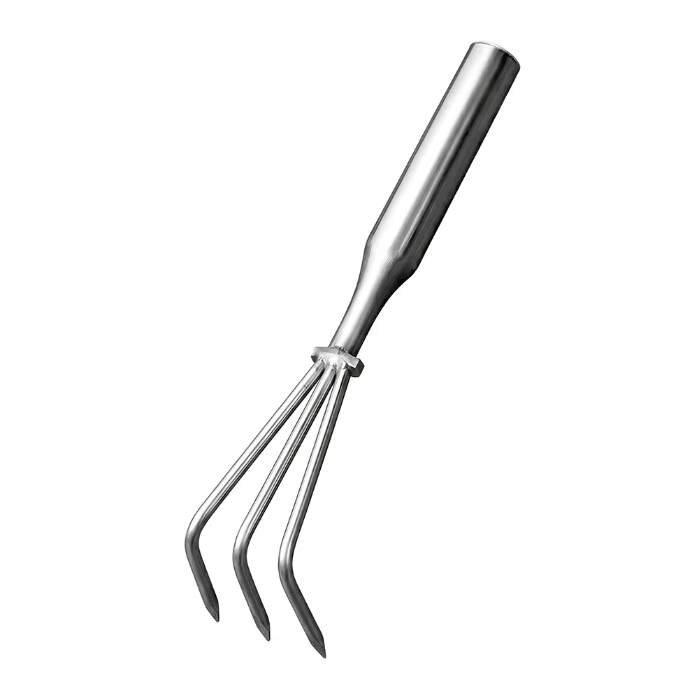 Râteau de jardin manuel 3/5 griffes en acier inoxydable, petit râteau à feuilles intégré, durable, p