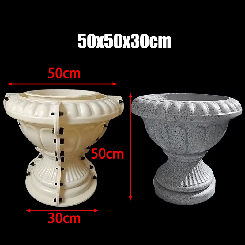 Moule en ciment décoratif pour pot de fleurs 50x50x30cm, béton préfabriqué en plastique, adapté aux 