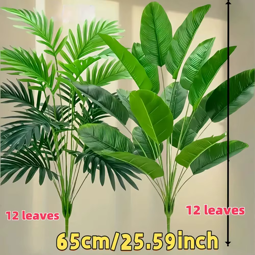 Plantes vertes artificielles d'extérieur, 2 pièces, avec 24 feuilles, paliers de feuilles de bananie