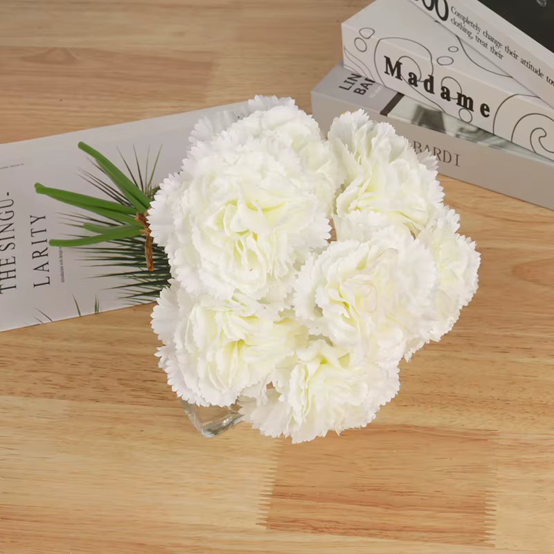 Bouquet d'œillets artificiels en soie, fausses fleurs pour décoration de maison, œillets violets et 