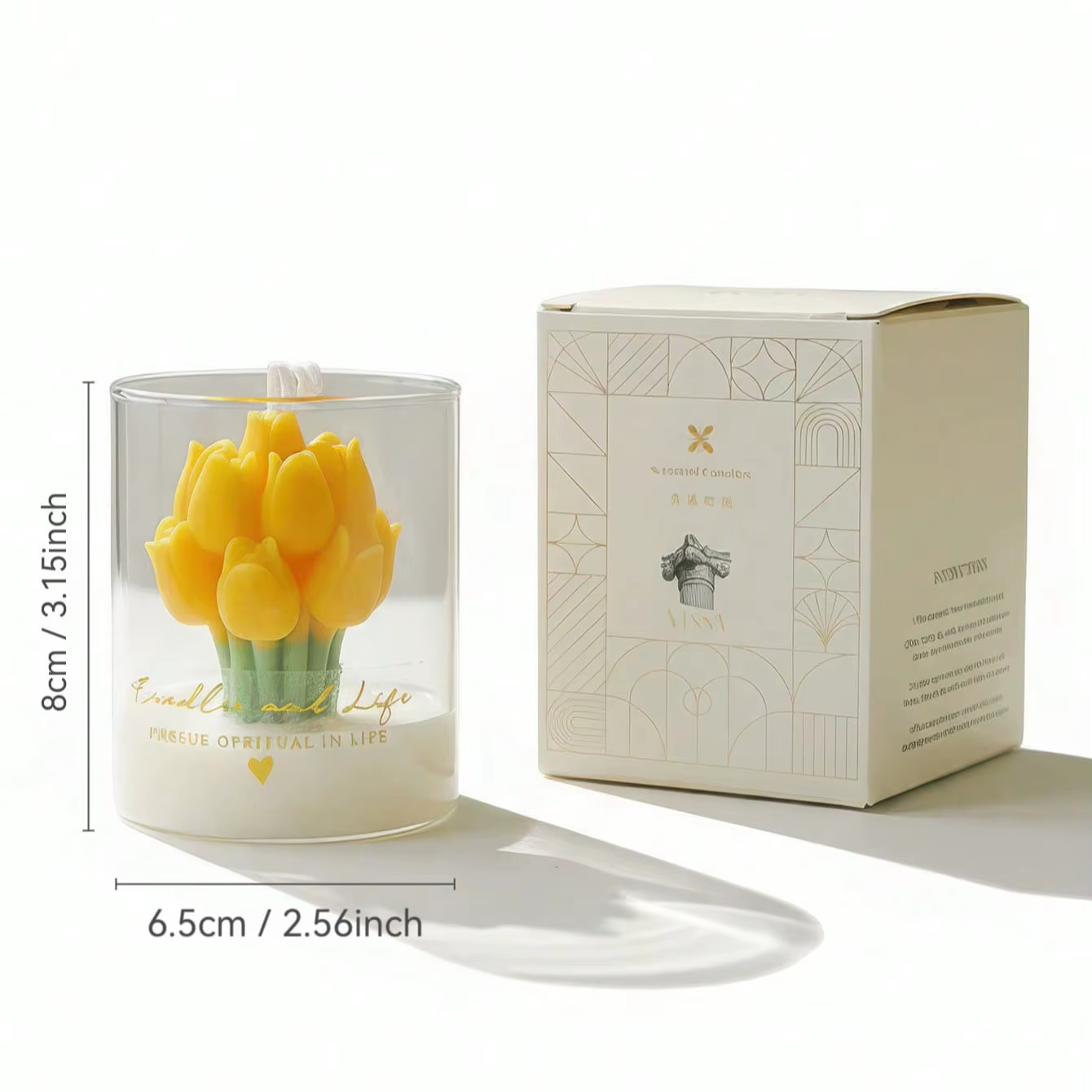 Bougie en forme de tulipe dans un bocal en verre, bougie décorative en forme de fleur pour la décora
