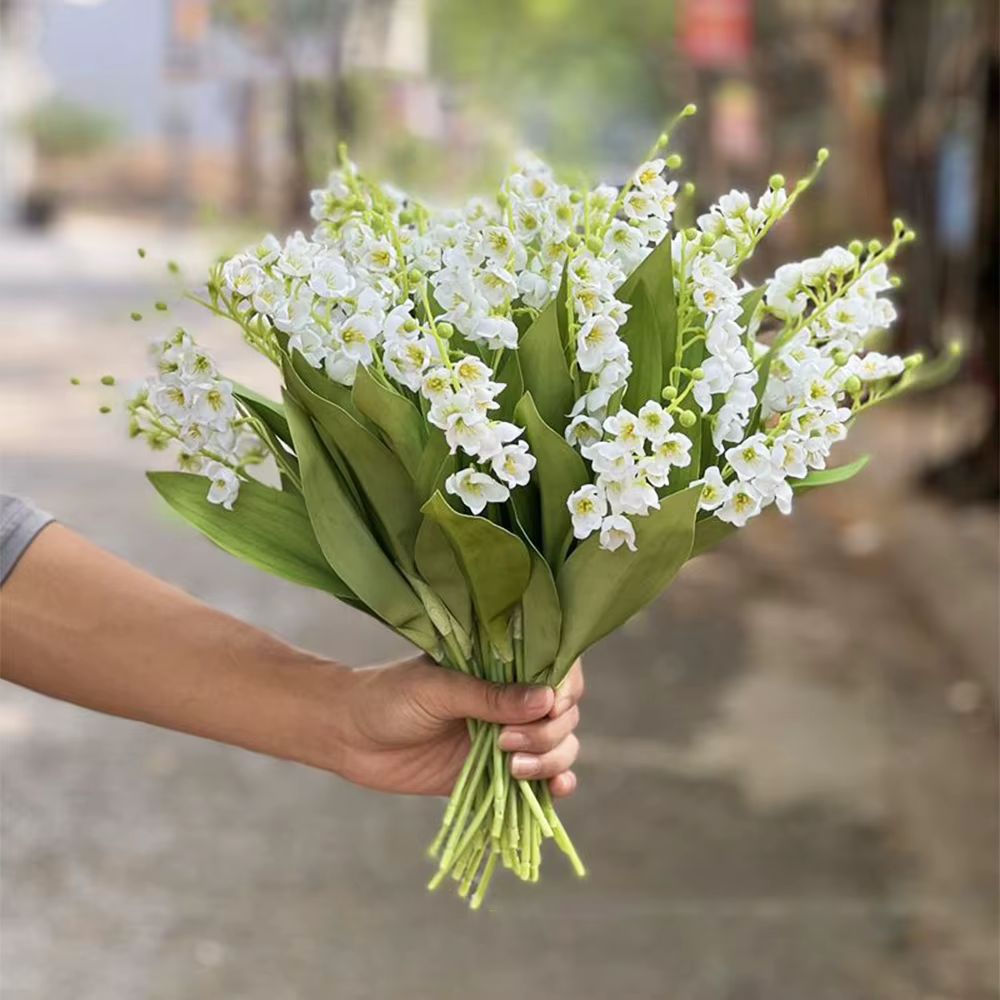 Fleurs artificielles de muguet, 5 pièces, fausses fleurs en soie pour Bouquet de mariage, décoration