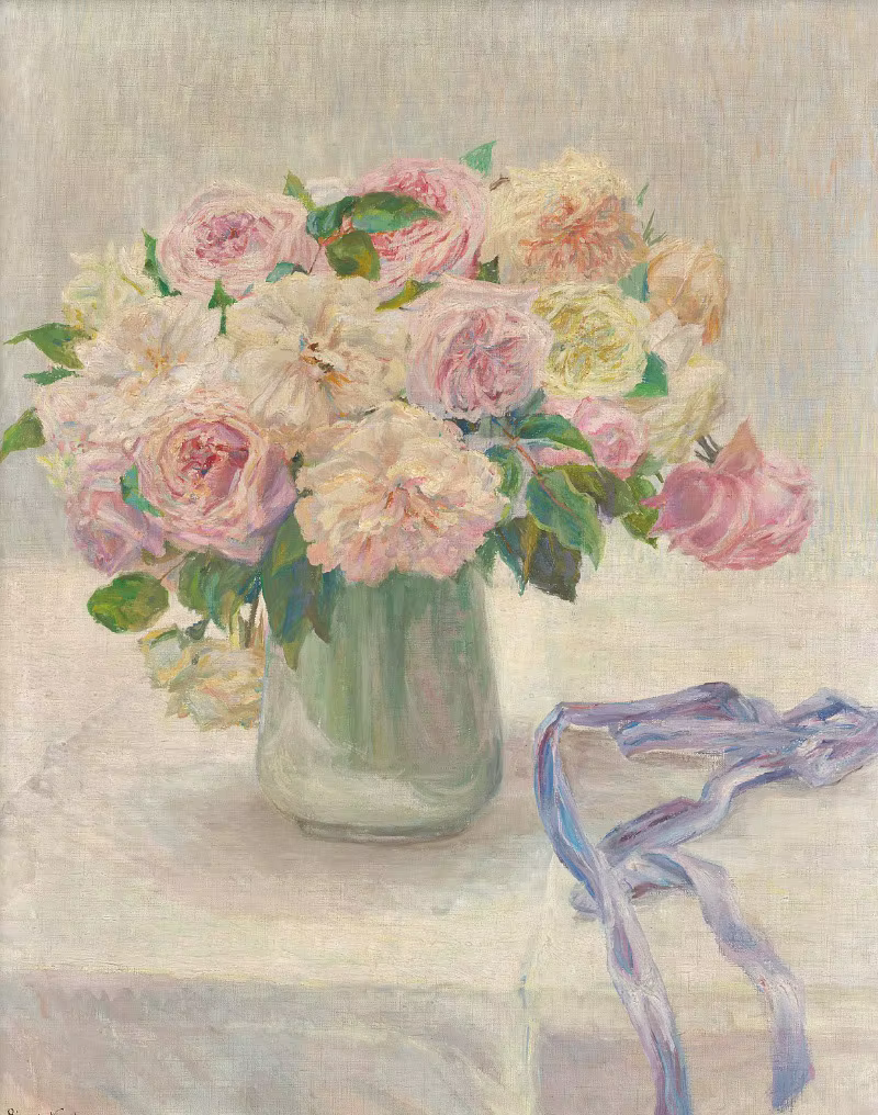 Vase en cristal de Roses roses, Blush Floral, Manet Van Gogh, affiche imprimée, images d'art murales