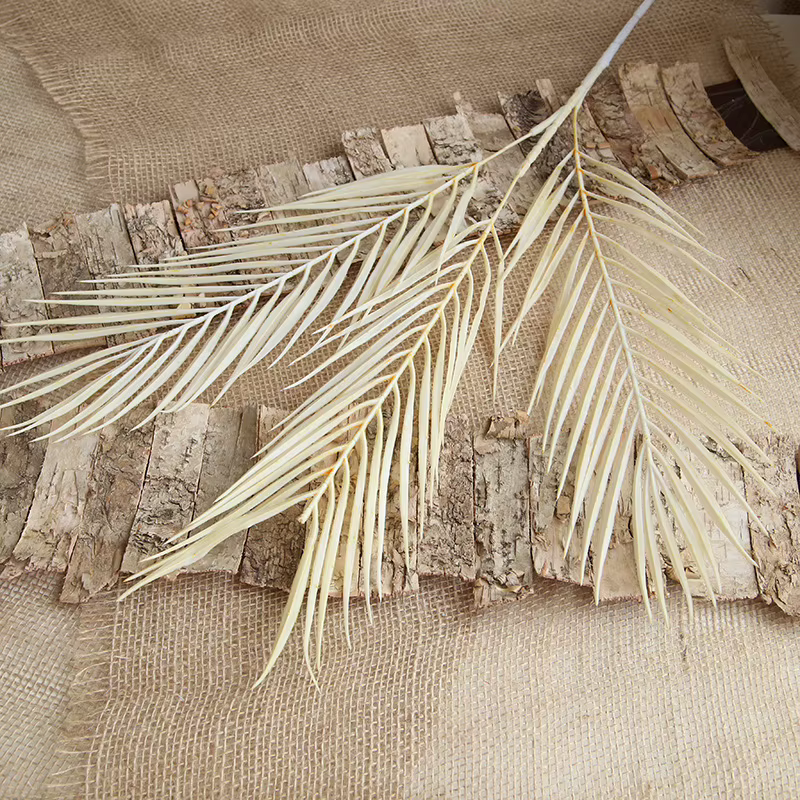 Fleur artificielle en plastique, feuille de palmier éventail à 3 têtes, plantes vertes pour arrangem