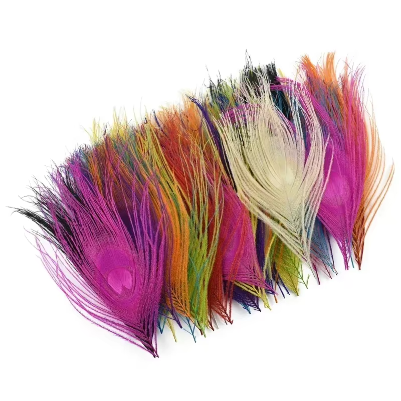 Plumes de paon colorées, 10 pièces, pour la fabrication de bijoux, artisanat, décoration, accessoire