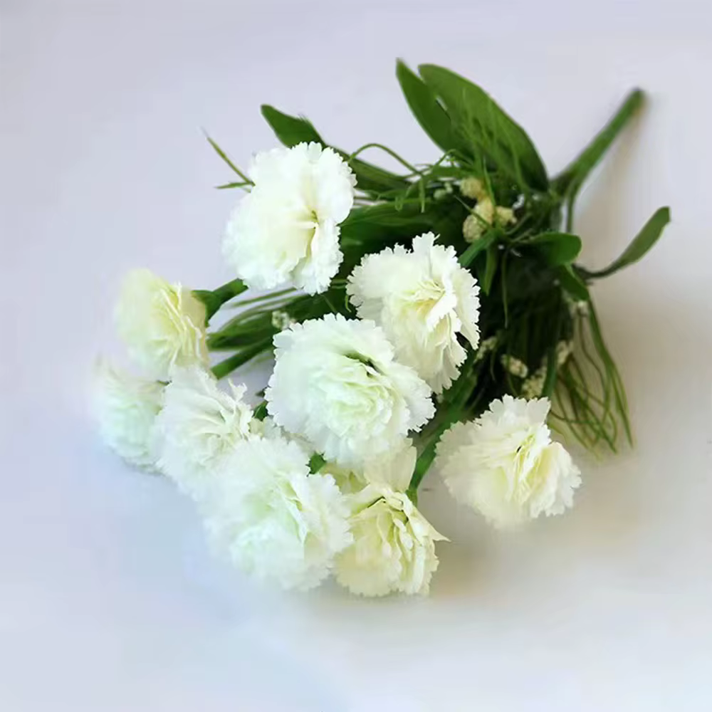 1 Bouquet de fleurs artificielles en soie d'oeillets, fausses plantes, décor de fête, jardin, mariag