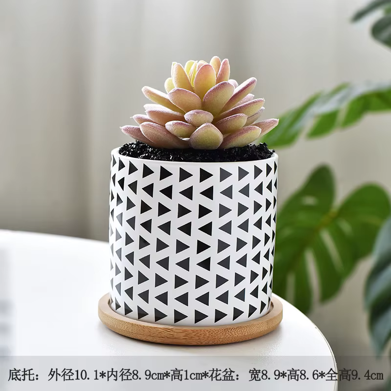 Pots de fleurs en céramique, motifs géométriques ronds avec trou, créatif, drôle, succulents, en pot