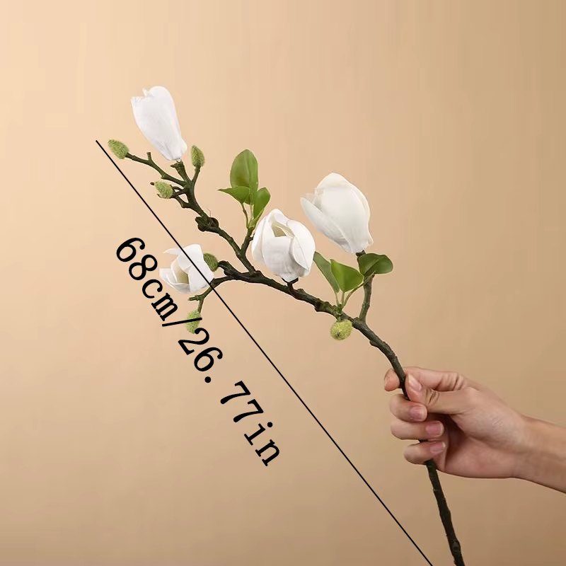Fleurs artificielles, simulation 3D, branche de magnolia pour la décoration de la maison, du salon, 