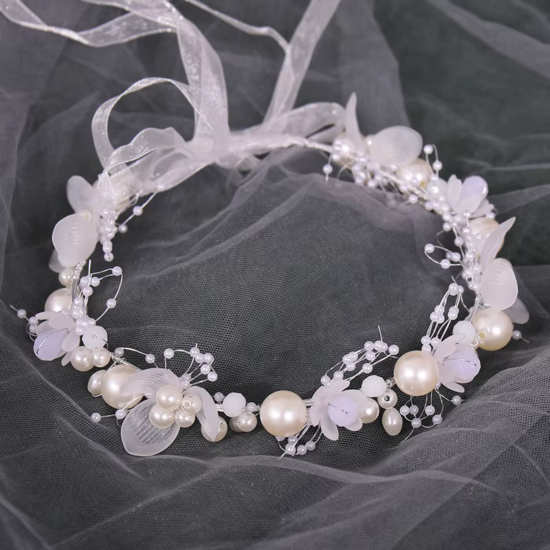 Bandeau de sauna fleur perle pour femme, fête, reconstitution historique, patients, mariage, accesso